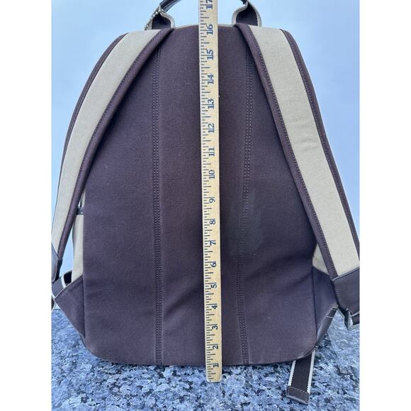 Coach Beige Heritage Web Backpack MISSING ZIP HANDLES - Picture 9 of 12